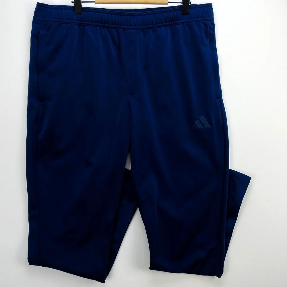 Adidas Track Pants Mens XL Navy Tapered Joggers Zip Ankle Zip Pockets Athletic